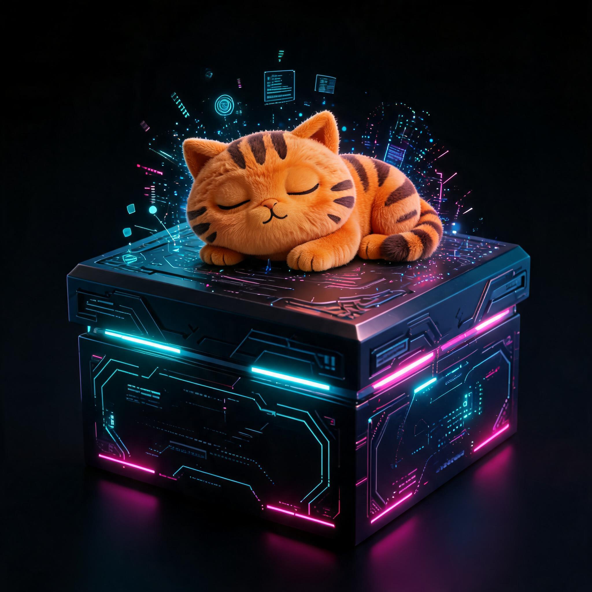 Cyberpunk Magic Box with Cat
